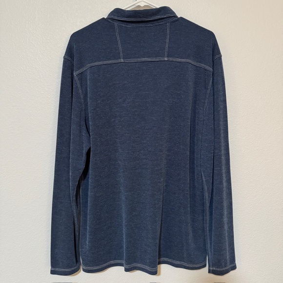 ⭐️ Tommy Bahama Ribbed Long Sleeve Polo - Blue - Size Large -EUC - Picture 2 of 4